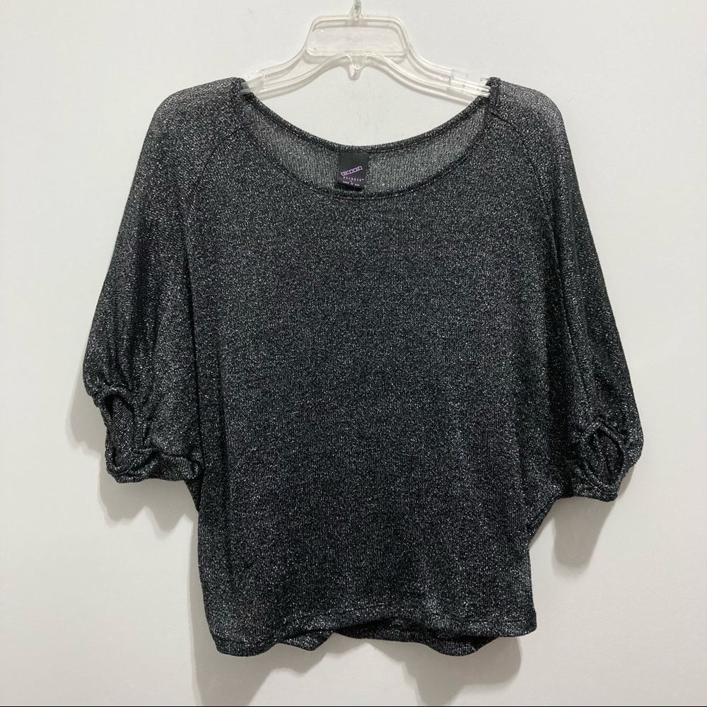 Decoded Women’s Fancy Going Out Lurex Knit Mesh Sheer Bat-Sleeve Top